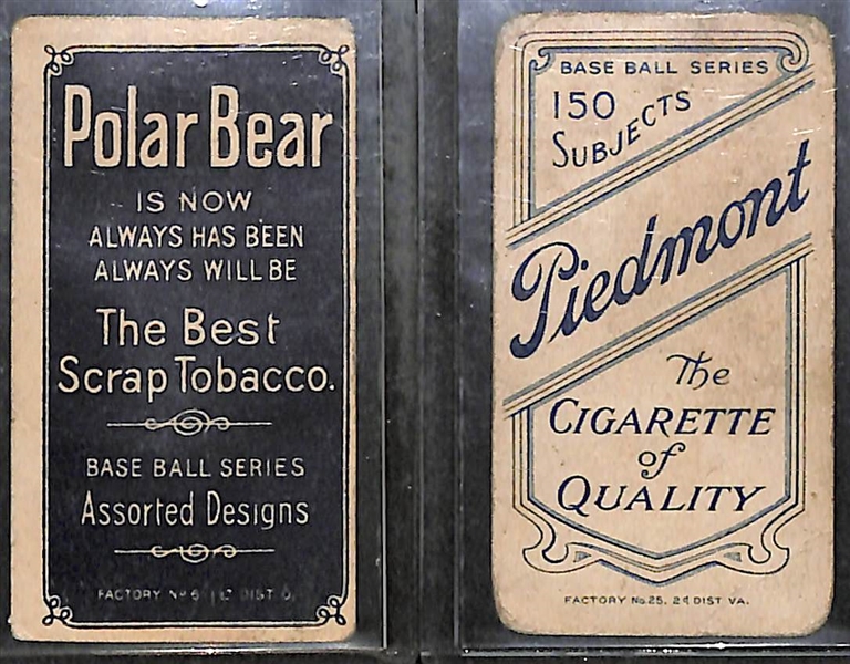 Lot of (2) 1909-11 T206 Cards w. Chief Bender (HOF - Polar Bear Back) & Billy Gilbert (Piedmont 159 Factory 25)